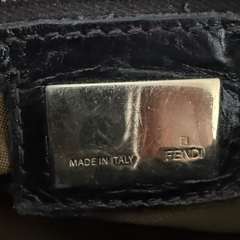 Pre-Owned Vintage FENDI Black and Brown Zucca Canvas Magic Top Handle Logo Bag - Picture 5 of 11